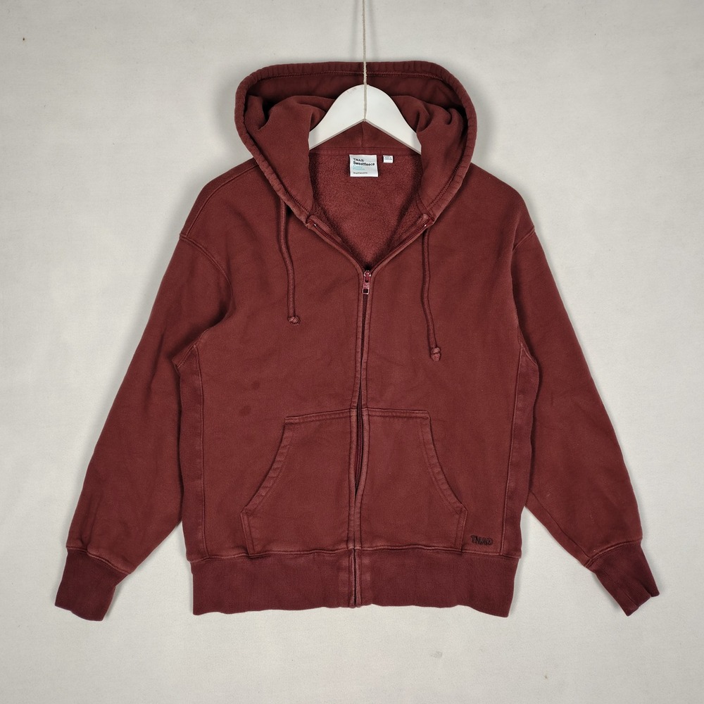 TNA Aritzia Sweatfleece Cozy Fleece Full Zip Hoodie Burgundy XS 102393